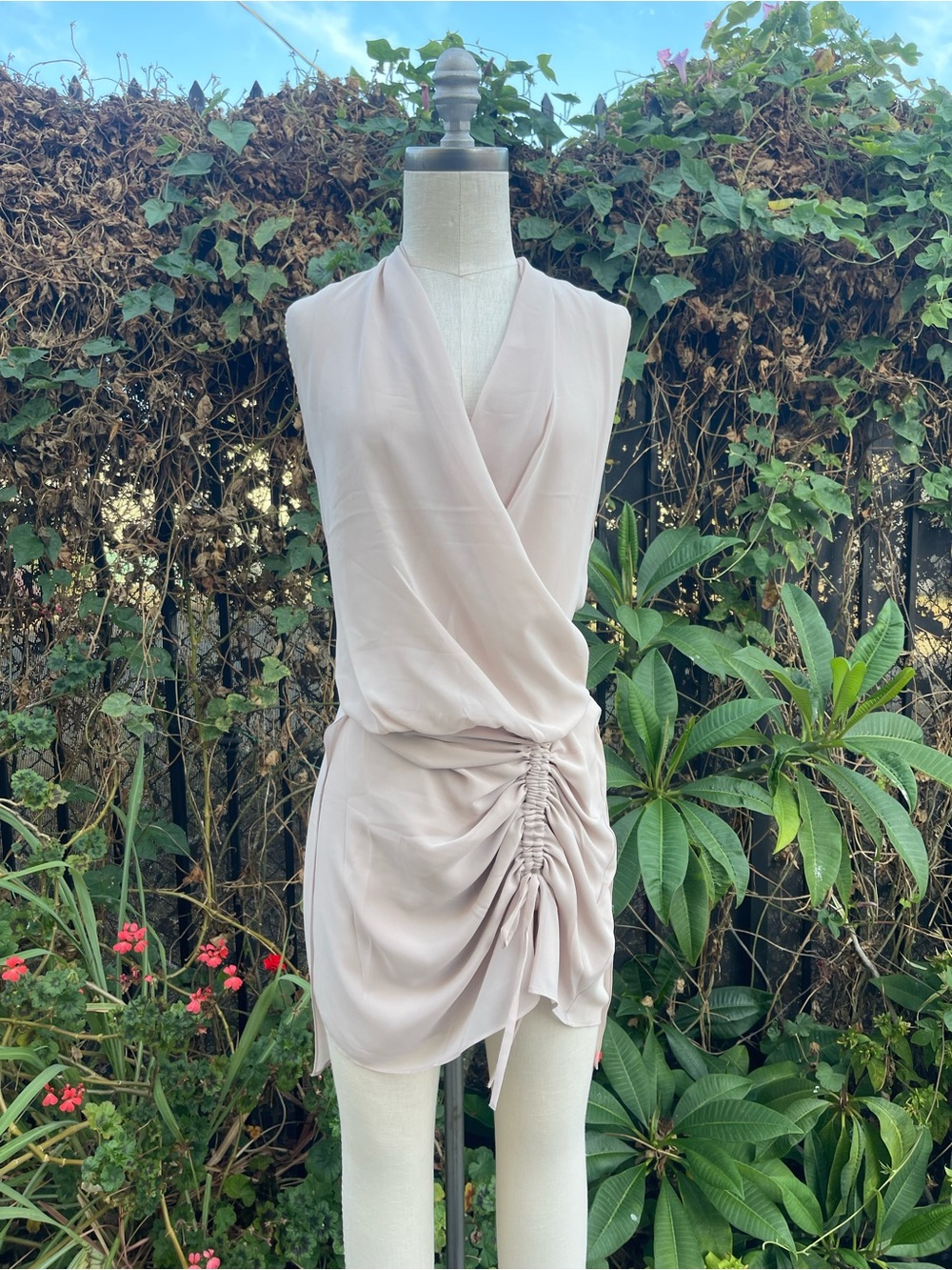 ALLSAINTS Cathea Wrap-Front Crepe Mini Dress US 4 / Sz Small Blush Pink NWT